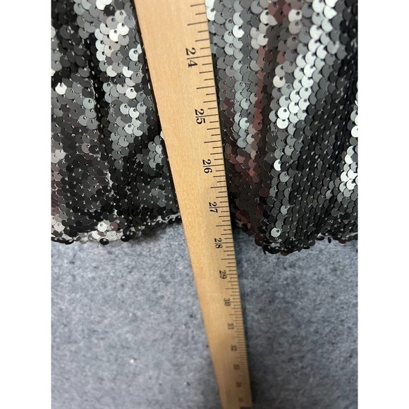 Revolve Pants Women Silver Black Back Zip Pull On Sequin Wide Leg - Picture 7 of 11